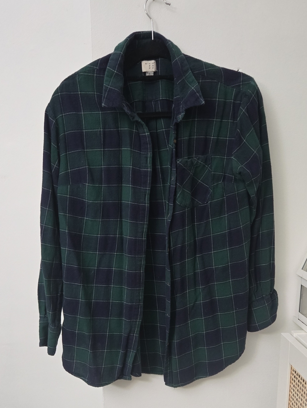 a new day Navy and Green Plaid Button-Down Shirt